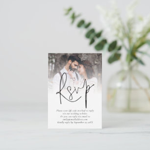 Moderne QR Code Foto Hochzeitkarte RSVP Enclosure Begleitkarte