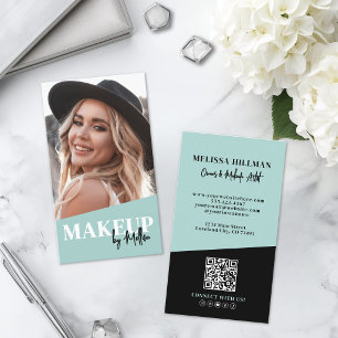 Moderne QR-Code-Foto-Make-up Vertikal Visitenkarte