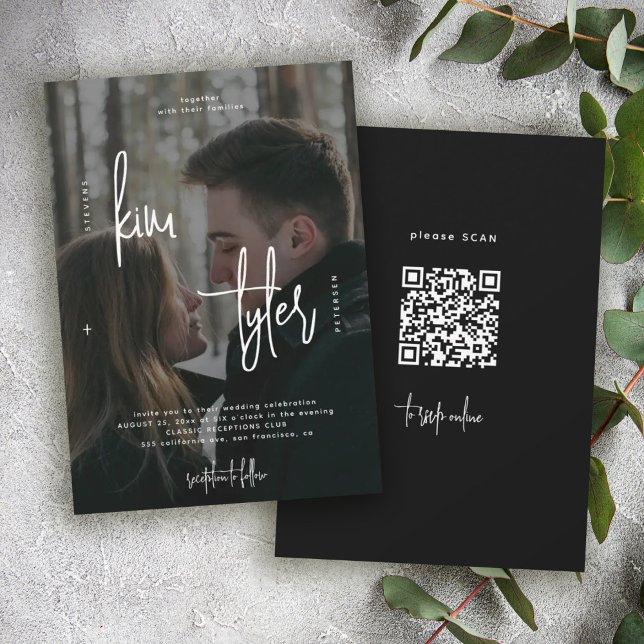 Moderne QR CODE Foto-Namen Skript Hochzeit Einladung (Von Creator hochgeladen)