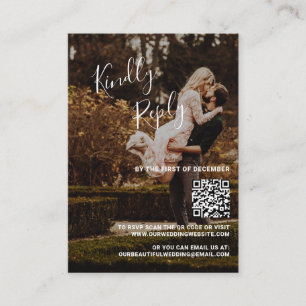 Moderne QR Code Foto Wedding Mini RSVP Card Mitteilungskarte