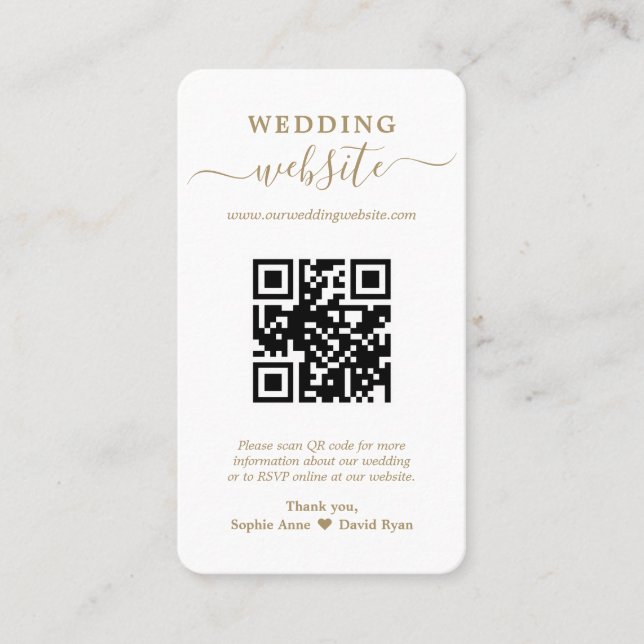 Moderne QR Code Foto Wedding Website Business Card Visitenkarte (Vorderseite)