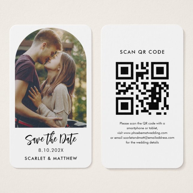 Moderne QR Code Foto Wedding Website Save the Date (Vorne & Hinten)
