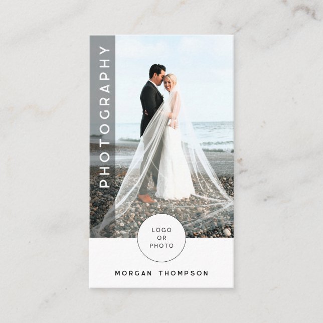 Moderne QR-Code-Fotografie-Visitenkarte Visitenkarte (Vorderseite)