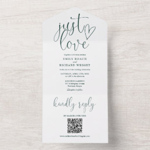 Moderne QR-Code-Hochzeit in Smaragdgrün einfach li All In One Einladung