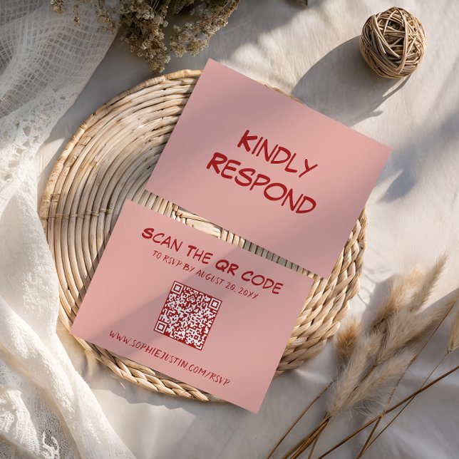 Moderne QR-Code-Hochzeit RSVP Karte (Von Creator hochgeladen)