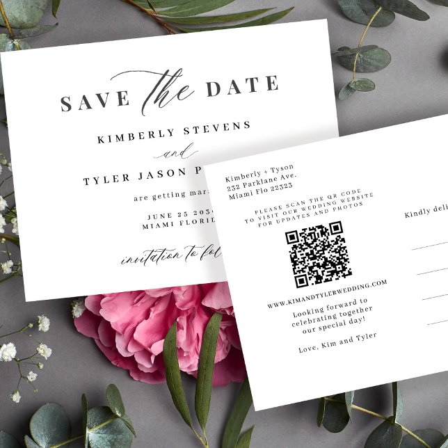 Moderne QR CODE Hochzeit Save the Date Ankündigungspostkarte (Von Creator hochgeladen)