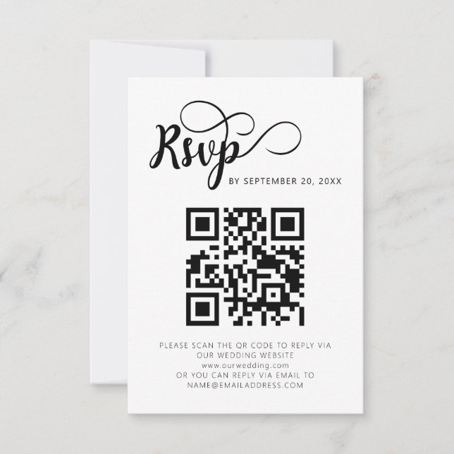 Moderne QR-Code-Hochzeitkarten für RSVP (Vorderseite)