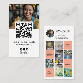 Moderne QR-Code-Instagram-Fotocollage-Reinigung Visitenkarte