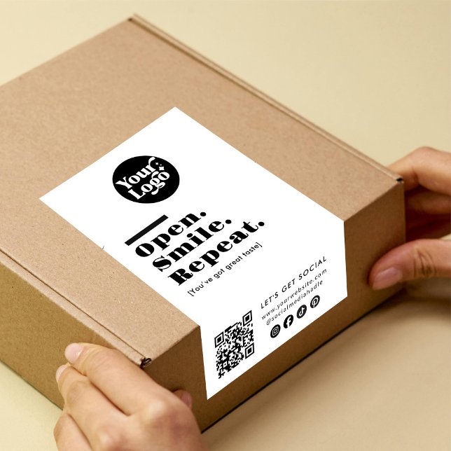 Moderne QR-Code-Logo-Verpackung Weiße Box-Siegel-E Rechteckiger Aufkleber (Von Creator hochgeladen)