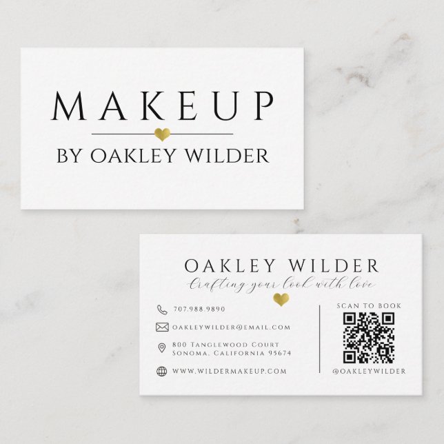 Moderne QR-Code-Makeup-Artistin Visitenkarte (Vorne/Hinten)