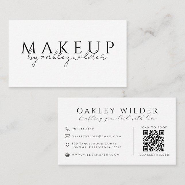 Moderne QR-Code-Makeup-Artistin Visitenkarte (Vorne/Hinten)