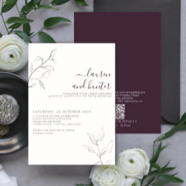 Moderne QR Code Plum Lila botanische Hochzeit Einladung