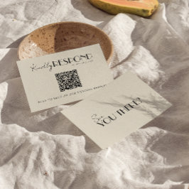 Moderne QR Code Retro Französisch Whimsical Weddin RSVP Karte