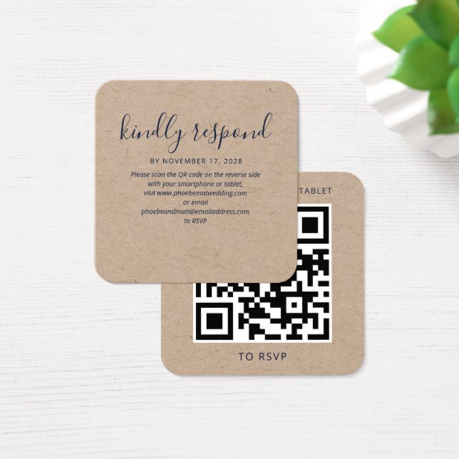 Moderne QR-Code-RSVP-Hochzeitsantwortkarte (Schreibtisch)