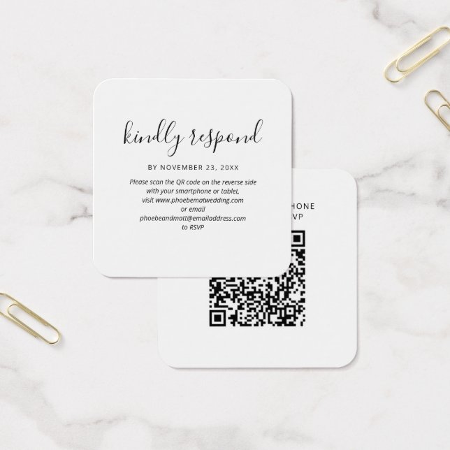 Moderne QR-Code-RSVP-Hochzeitswebsite-Karte (Büro)