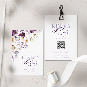 Moderne QR-Code-RSVP-Karte mit floralen RSVP Karte
