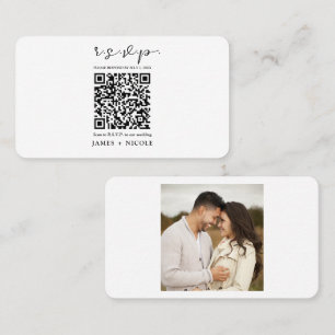 Moderne QR Code Scannable Wedding R.S.V.P. Antwort Visitenkarte