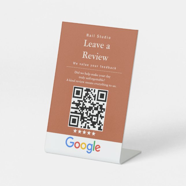 Moderne QR-Code-Schilder für Bewertungen   Sockelschild (Vorderseite)