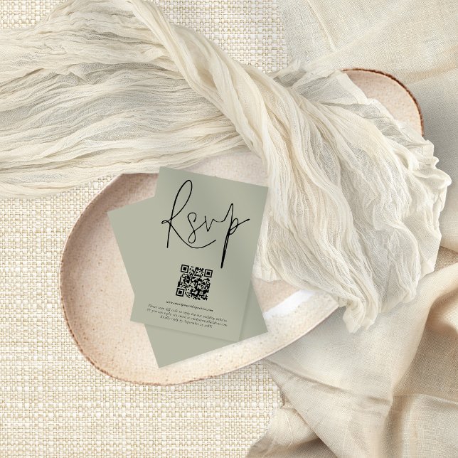 Moderne QR Code Script Hochzeitsnadel RSVP Karte (Von Creator hochgeladen)