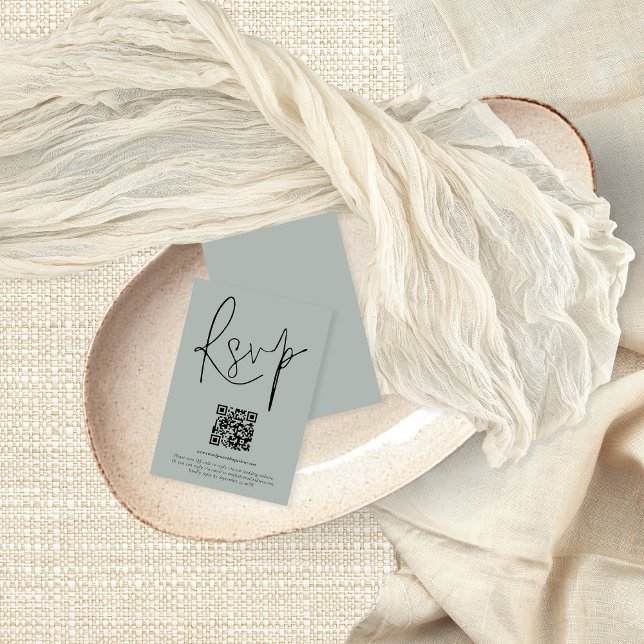 Moderne QR Code Skript Hochzeitslitz RSVP Karte (Von Creator hochgeladen)
