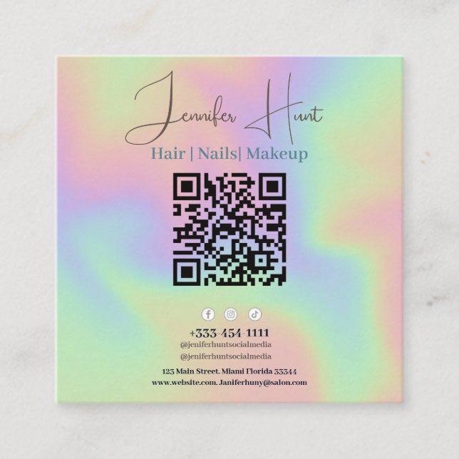 Moderne QR-Code Social Media Business Card Quadratische Visitenkarte (Vorderseite)