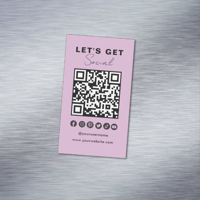 Moderne QR Code Social Media Connect mit uns Magnetische Visitenkarte (Beispiel)
