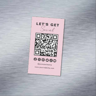 Moderne QR Code Social Media Connect mit uns Magnetische Visitenkarte