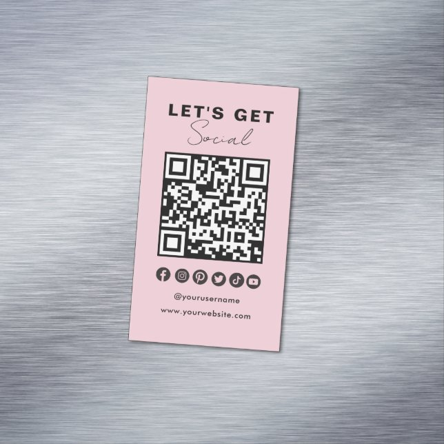 Moderne QR Code Social Media Connect mit uns Magnetische Visitenkarte (Beispiel)