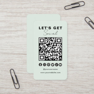 Moderne QR Code Social Media Connect mit uns Visitenkarte