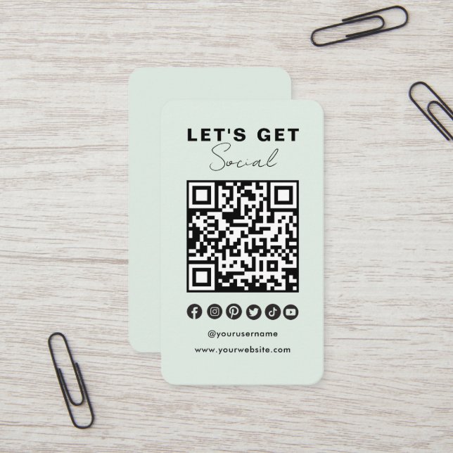 Moderne QR Code Social Media Connect mit uns Visitenkarte (Vorderseite/Rückseite Beispiel)