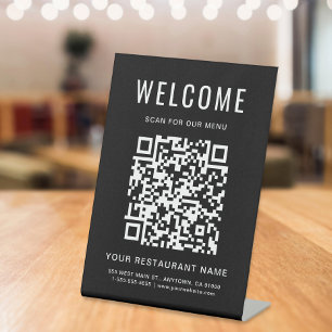 Moderne QR-Code-Speisekarte für Restaurants - Schw Sockelschild
