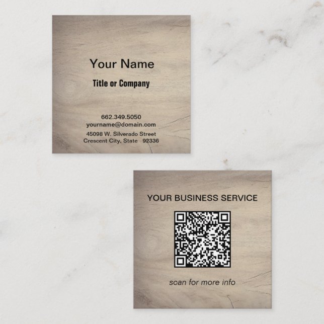 Moderne QR Code Square Business Card Terminkarte (Vorne/Hinten)