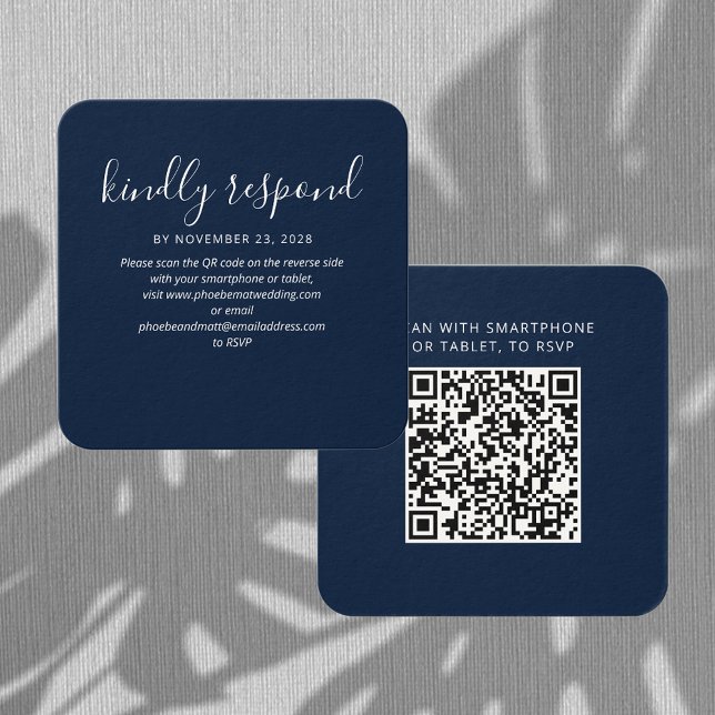 Moderne QR Code UAWG Wedding Website Card (Wedding RSVP QR Code Enclosure Rounded Corner Card)