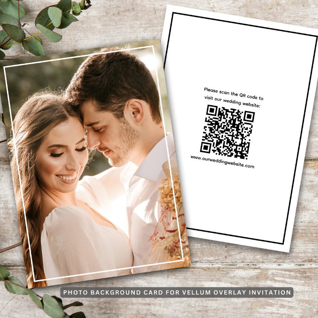 Moderne QR-Code-Vellum-Overlay-Hintergrundfoto  Save The Date (Modern QR Code Vellum Overlay Background Photo Save The Date
)