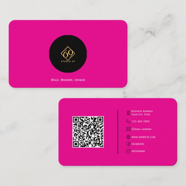 Moderne QR-Code-Visitenkarte mit Logo Visitenkarte (Vorne/Hinten)