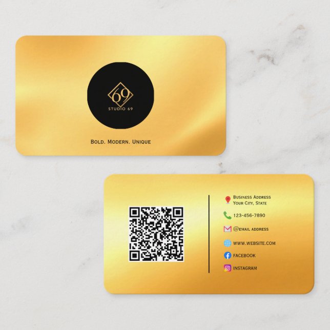 Moderne QR-Code-Visitenkarte mit Logo Visitenkarte (Vorne/Hinten)