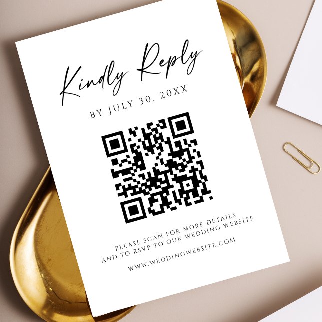 Moderne QR-Code-Website-RSVP-Karte Save The Date (Von Creator hochgeladen)