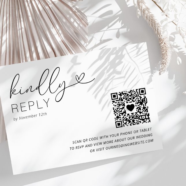 Moderne QR Code Wedding RSVP Card Karte (Von Creator hochgeladen)