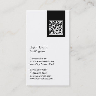 Moderne QR Code Zivil Engineer Business Card Visitenkarte