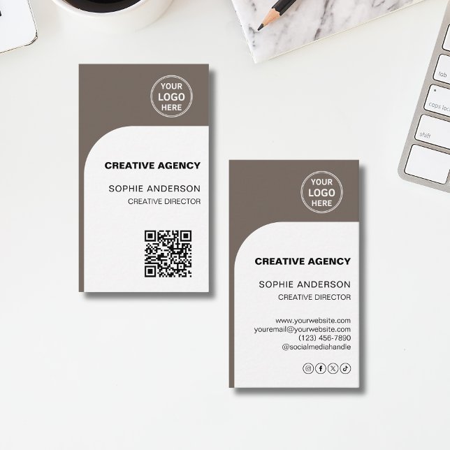 Moderne QR Creative Agency Visitenkarte (Modern Logo Photo QR Creative Agency Business Card)