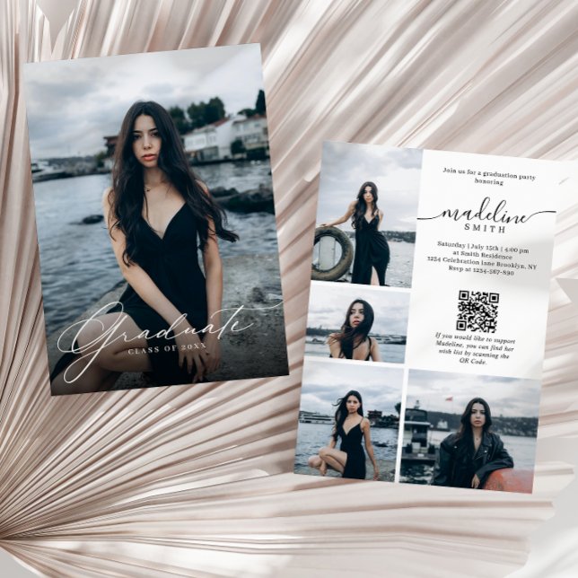 Moderne QR-Graduierungspartei für FotoCollage Einladung (Von Creator hochgeladen)
