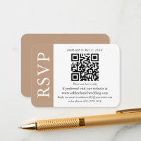 Moderne QR Hochzeit RSVP Taupe und Weiß