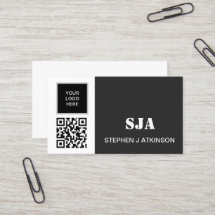 Moderne QR-Logos Berufliche Schwarze Initialen Visitenkarte