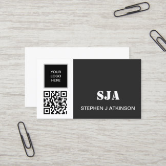 Moderne QR-Logos Berufliche Schwarze Initialen Visitenkarte