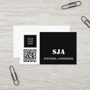 Moderne QR-Logos Berufliche Schwarze Initialen Visitenkarte