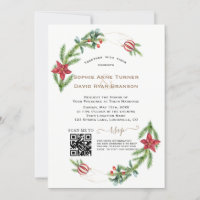 Moderne QR Winterurlaub Wreath Gold Wedding
