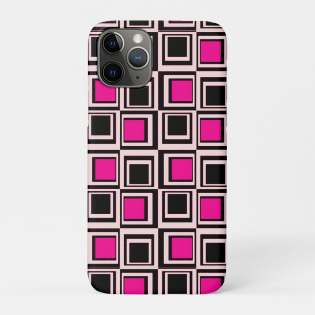 Moderne Quadrate, hellrosa, heiß rosa und schwarz Case-Mate iPhone Hülle (Rückseite)