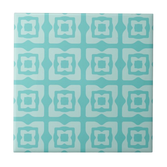 Moderne Quadrate Muster Aquamarine Fliese (Vorderseite)