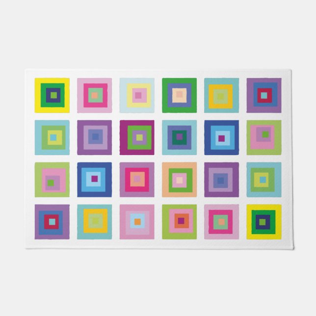 Moderne Quadrate Muster farbenfroh Fußmatte (Vorderseite)