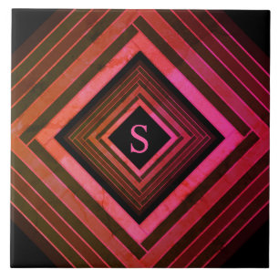 Moderne Quadrate rustikal rosa geometrische Monogr Fliese